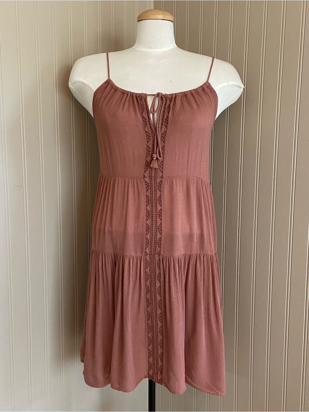 Amuse Society Kingsley Brown Embroidered Dress Women’s Size Medium